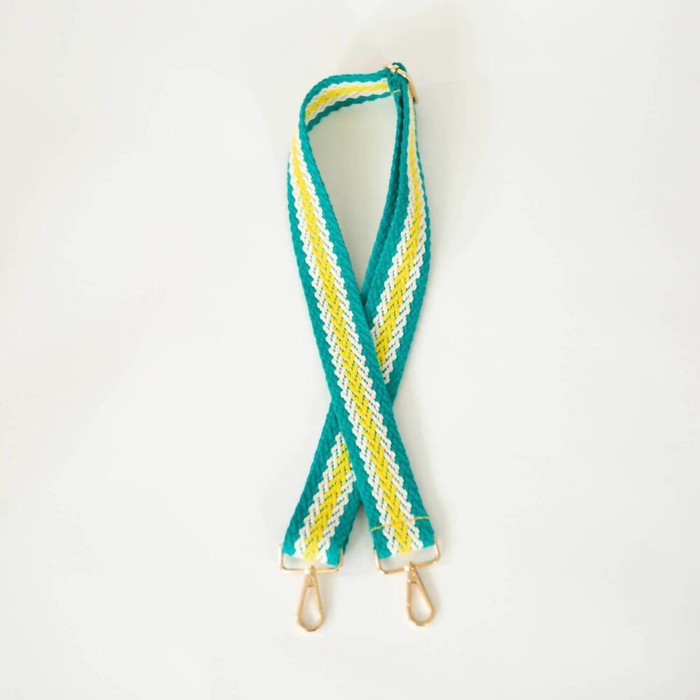 NEW FUNKY MONKEY women's stripe woven crossbody purse strap in turquoise, white,